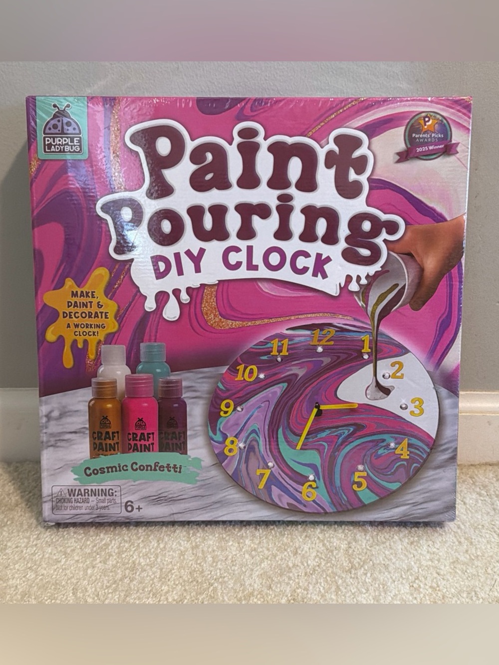 Paint Pouring DIY Clock Cosmic Confetti New Sealed